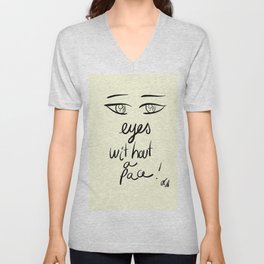 Minima Art Eyes Without a Face V Neck T Shirt