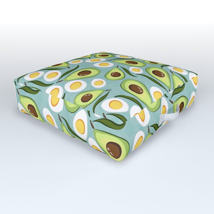 Cute Egg and Avocado Print Outdoor Floor Cushion