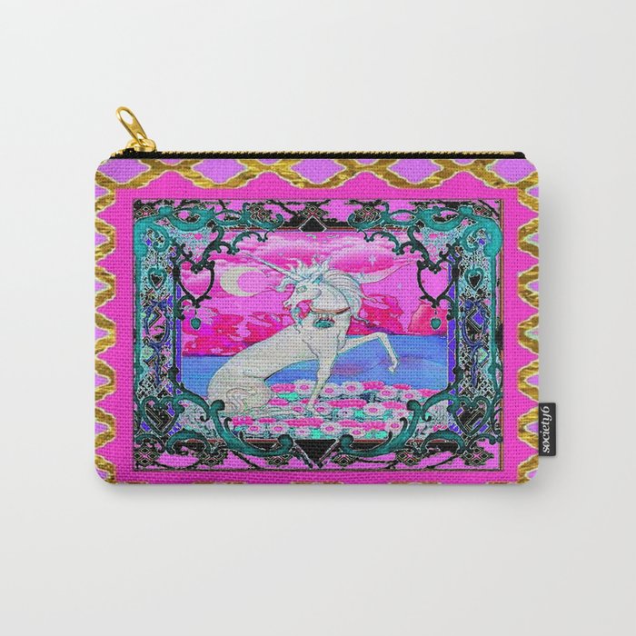 Pink & Gold Unicorn Fantasy Abstract Design Carry-All Pouch