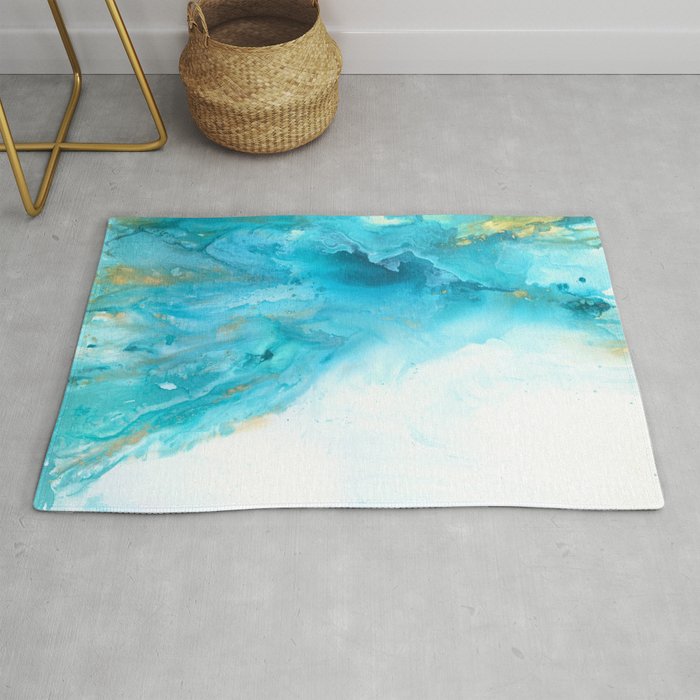 Abstract in Blue and Gold Rug