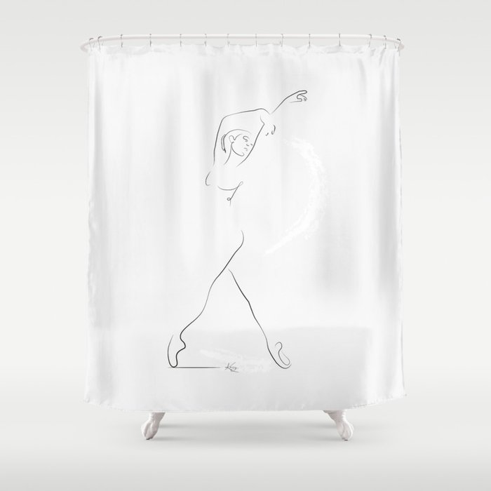 'REMINISCE', Dancer Line Drawing Shower Curtain