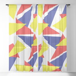 Colorful Primary Color Triangle Pattern Sheer Curtain