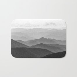 Forest Fade - Black and White Landscape Nature Photography Bath Mat | Digital, Color, Forest, Nature, Adventure, Graphicdesign, Abstract, Pattern, Gray, Landscape 