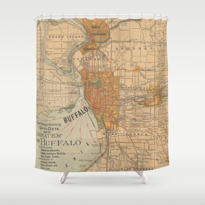 Vintage Map Of Buffalo Ny 1893 Shower Curtain By Bravuramedia