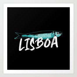 The famous sardine of the Lisbon festival illustration on black background Art Print