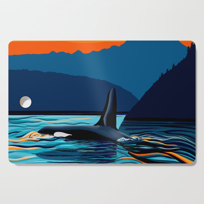 Orca into the Fire Sky Cutting Board