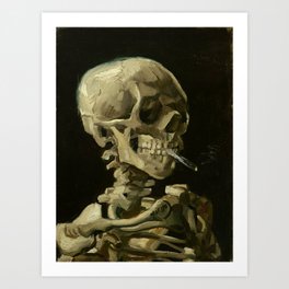 Vincent van Gogh - Skull of a Skeleton with Burning Cigarette Kunstdrucke | Funny, Halloween, Surrealism, Skull, Satire, Vincent, Cigarette, Expressionism, Badass, Skeleton 