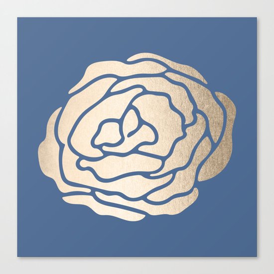 Rose White Gold Sands on Aegean Blue Canvas Print