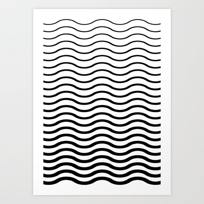 Waves Pattern Geometric Abstract Black And White White Waves Art Print By Alma Design Society6