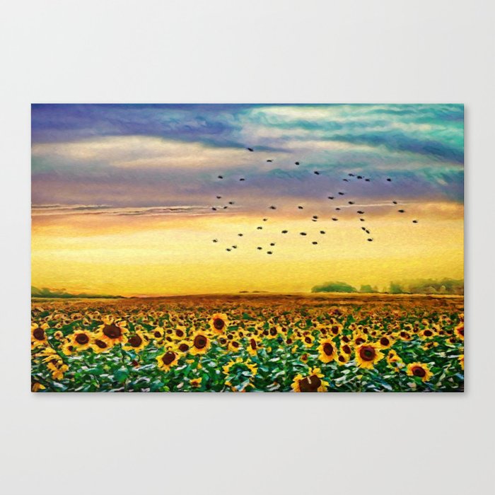 Golden Sunflower Field Painting Canvas Print By Rustytaylor Society6