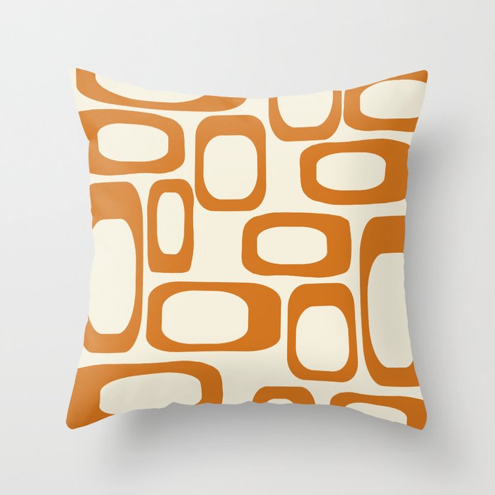 Mid Century Modern Shapes 1970s Orange #society6 #buyart  Throw Pillow