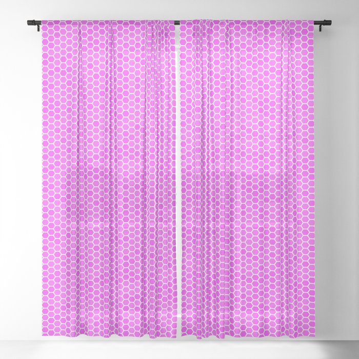 Large Hot Pink Honeycomb Bee Hive Geometric Hexagonal Design Sheer Curtain