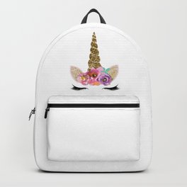 Floral Trendy Modern Unicorn Horn Gold Confetti Backpack | Foil, Girls, Shiny, Modern, Trendy, Decor, Cute, Pink, Bedroom, Gilry 