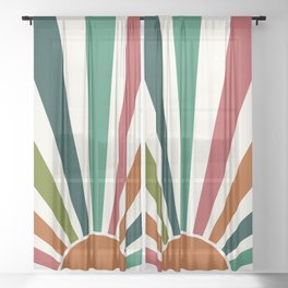 Multicolor retro Sun design 11 Sheer Curtain