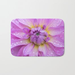 Dahlia & Raindrops Bath Mat | Summer, Flowers, Macro, Photo, Flora, Botanical, Purple, Floral, Raindrops, Dahlia 