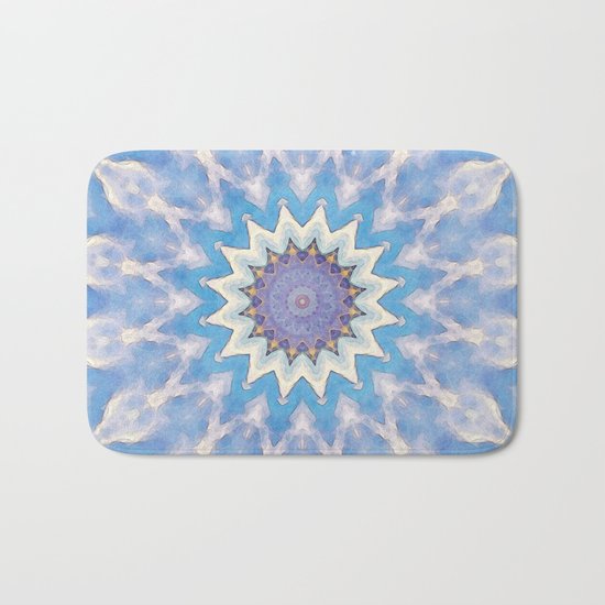 Textural Blue Star Bath Mat