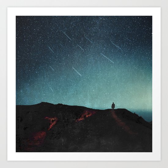 night of falling stars Art Print