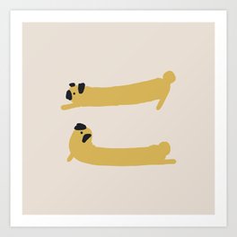 Stretching Pug Art Print