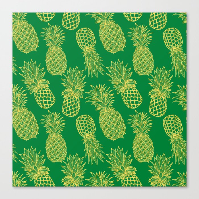 Fresh Pineapples Green & Yellow Canvas Print