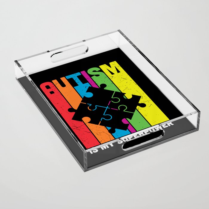 Autism Is My Superpower Colorful Puzzle Acrylic Tray
