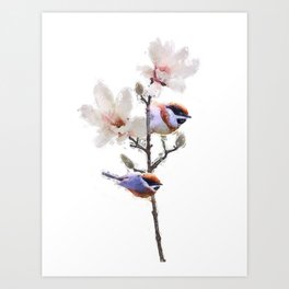 Birds Flower art Art Print