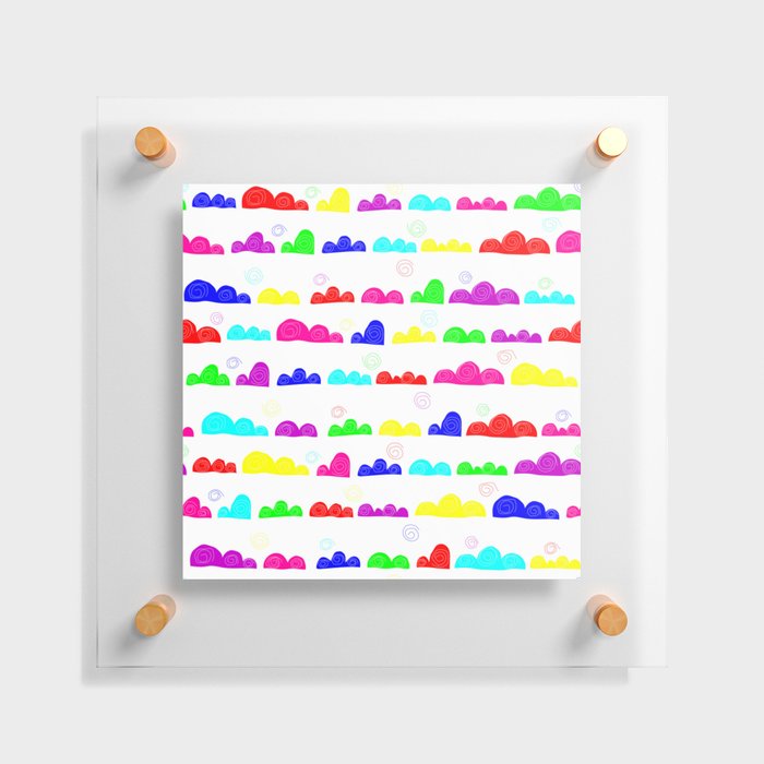 Hand drawn LGBT rainbow clouds and spirals Floating Acrylic Print
