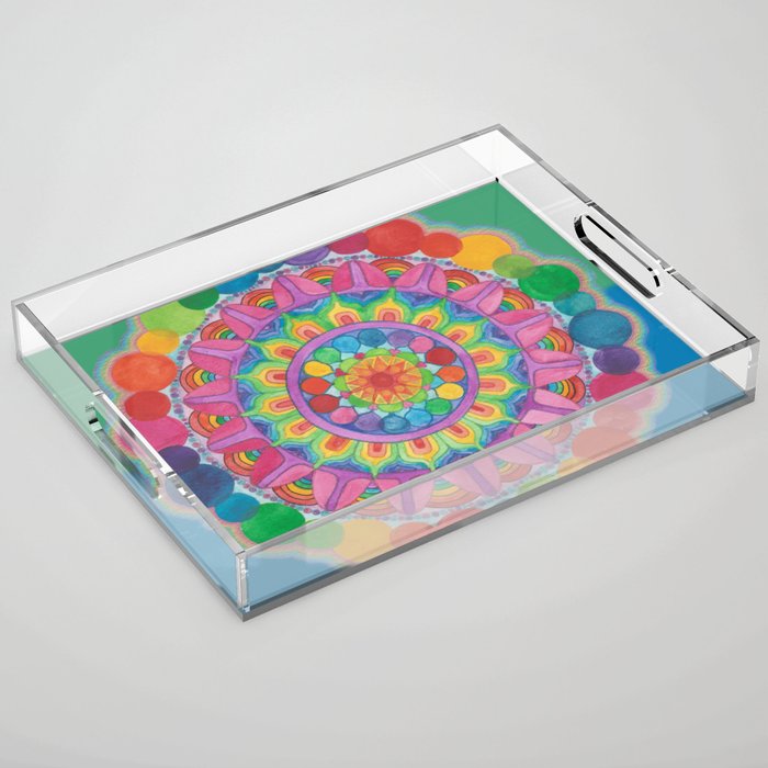 Rainbow Shine Mandala Acrylic Tray