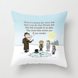 Funny Christmas Cartoon | Frosty's Bad Example Throw Pillow