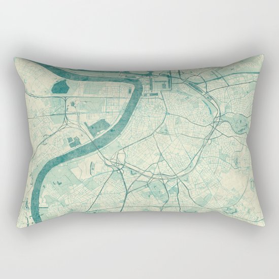 Antwerp Map Blue Vintage Rectangular Pillow
