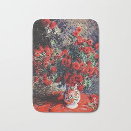 Claude Monet ''Chrysanthèmes rouges'' Bath Mat | Oil, Vase, Impressionism, Vintage, Impressionist, Redchrysanthemums, Claudemonet, Art, Flower, Monet 