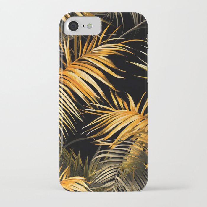 Tropical golden palm leaves  iPhone Case
