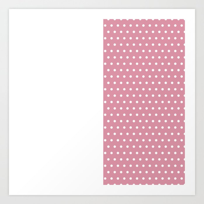 Polka Dots on Blush Pink and White Vertical Split Art Print