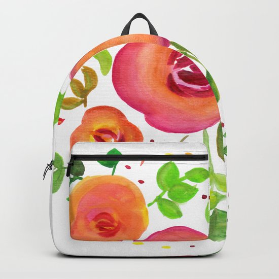 Bright Flowers Floral Bouquet - Watercolor Painting Backpack