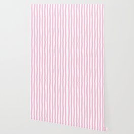 Pink and White Cabana Stripes Palm Beach Preppy Wallpaper