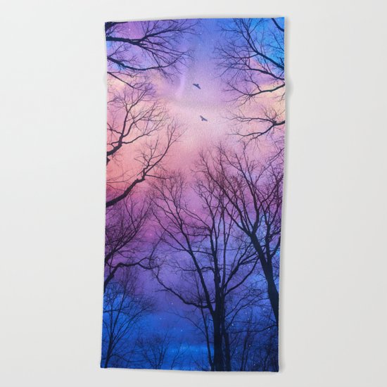 A New Day Will Dawn (Day Tree Silhouettes) Beach Towel