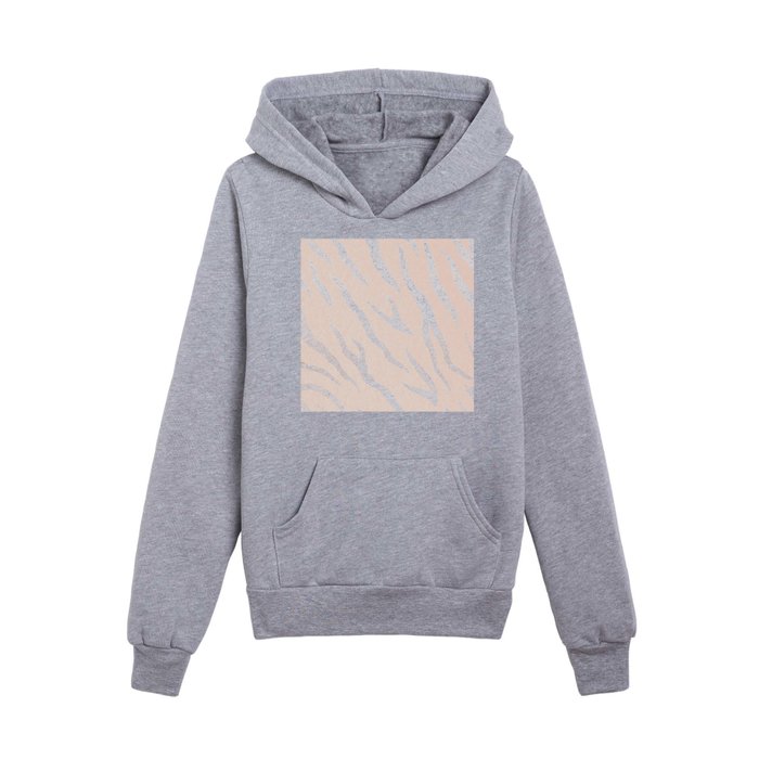 Light Pink Zebra Stripes Kids Pullover Hoodie