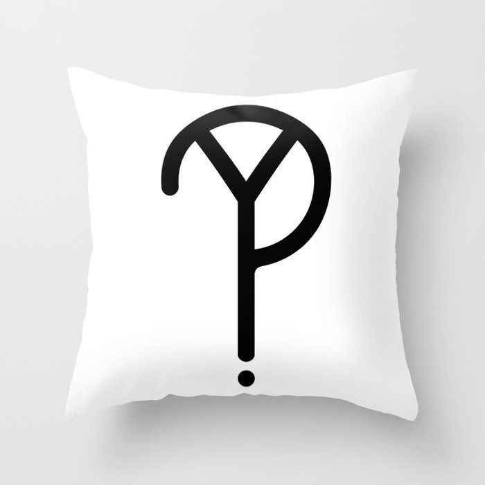 Black Y? Symbol Throw Pillow