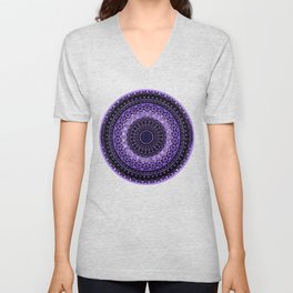 Purple Tapestry Mandala V Neck T Shirt