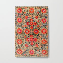 Kermina Suzani Uzbekistan Print Metal Print | Carpet, Pattern, Bohemian, Oriental, Nature, Beautiful, Curated, Uzbekistan, Colorful, Vintage 