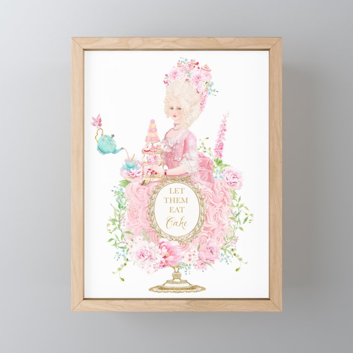 Marie Antoinette, Garden Tea, Let them eat Cake Framed Mini Art Print