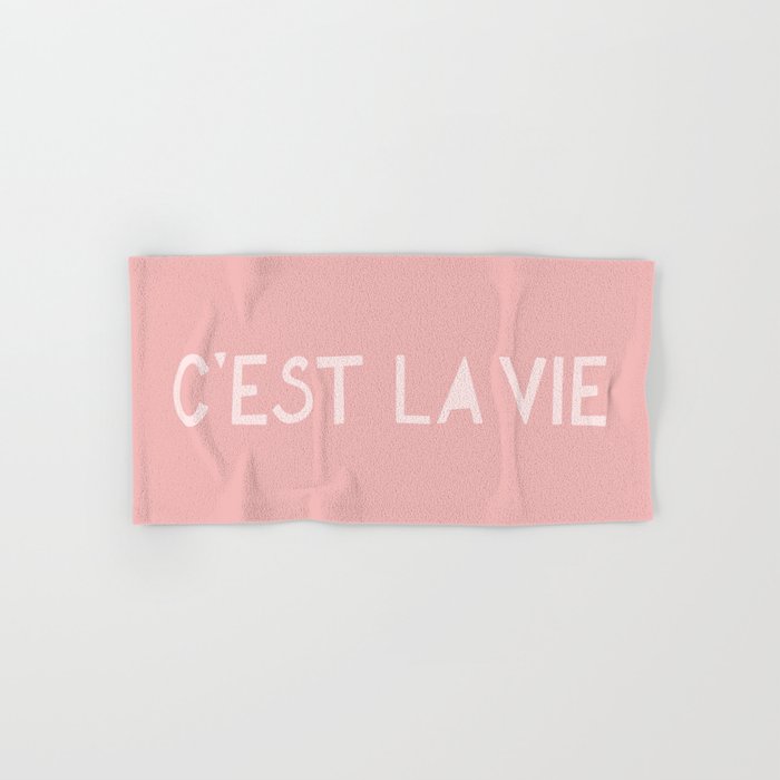 C'est La Vie French Pink Hand Lettering Hand & Bath Towel