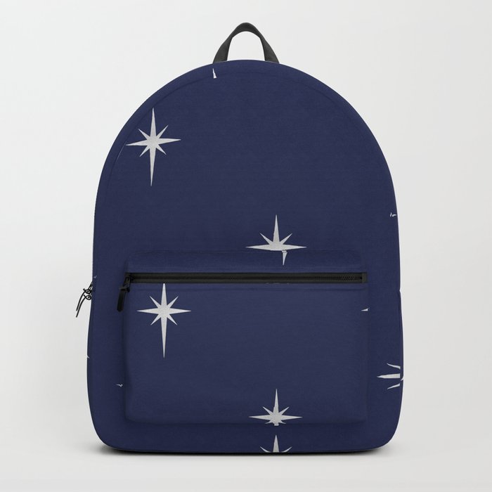 Large Christmas Faux Silver Foil Star in Midnight Blue Backpack