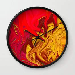 Red Hot Abstract Liquid Night Wall Clock