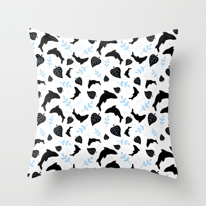 Floral Shark Pattern Throw Pillow