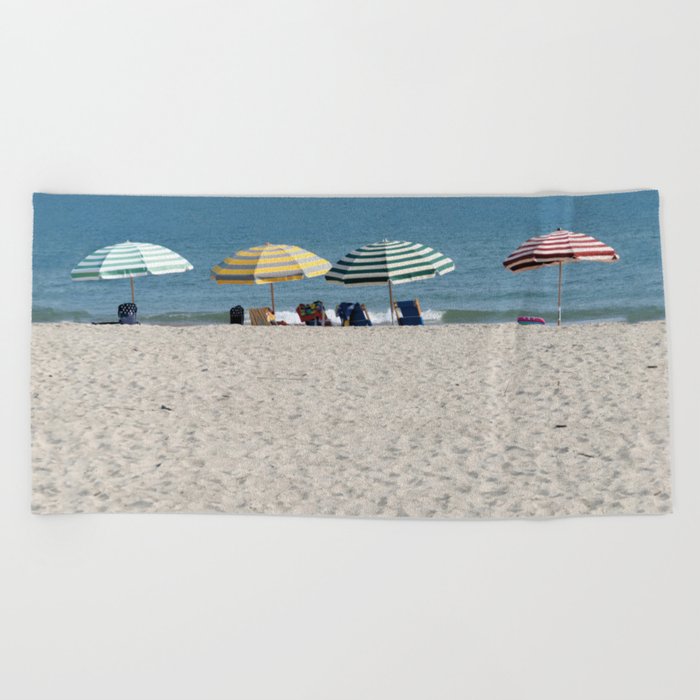 beach towels and umbrellas
