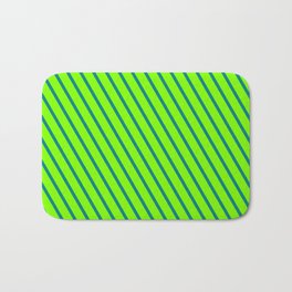 [ Thumbnail: Teal & Chartreuse Colored Lines Pattern Bath Mat ]