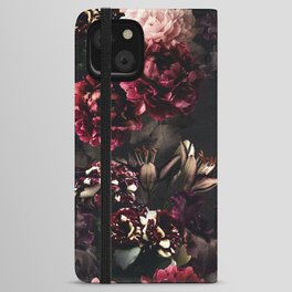 Vintage bouquets of garden flowers. Roses, dark red and pink peony.  iPhone Wallet Case