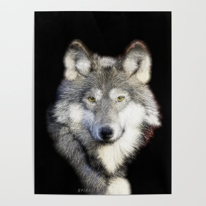Spiked Gray Wolf Poster