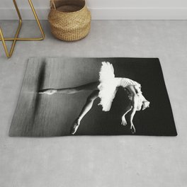 Swan Lake Ballet Magnificent Natalia Makarova black and white photograph  Rug