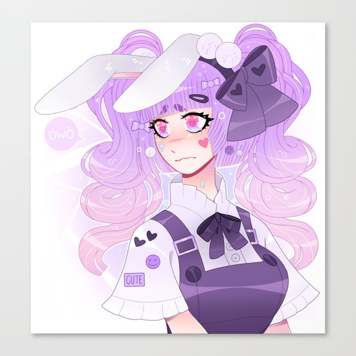 Cute and Sad Lolita Purple Bunny Girl Canvas Print